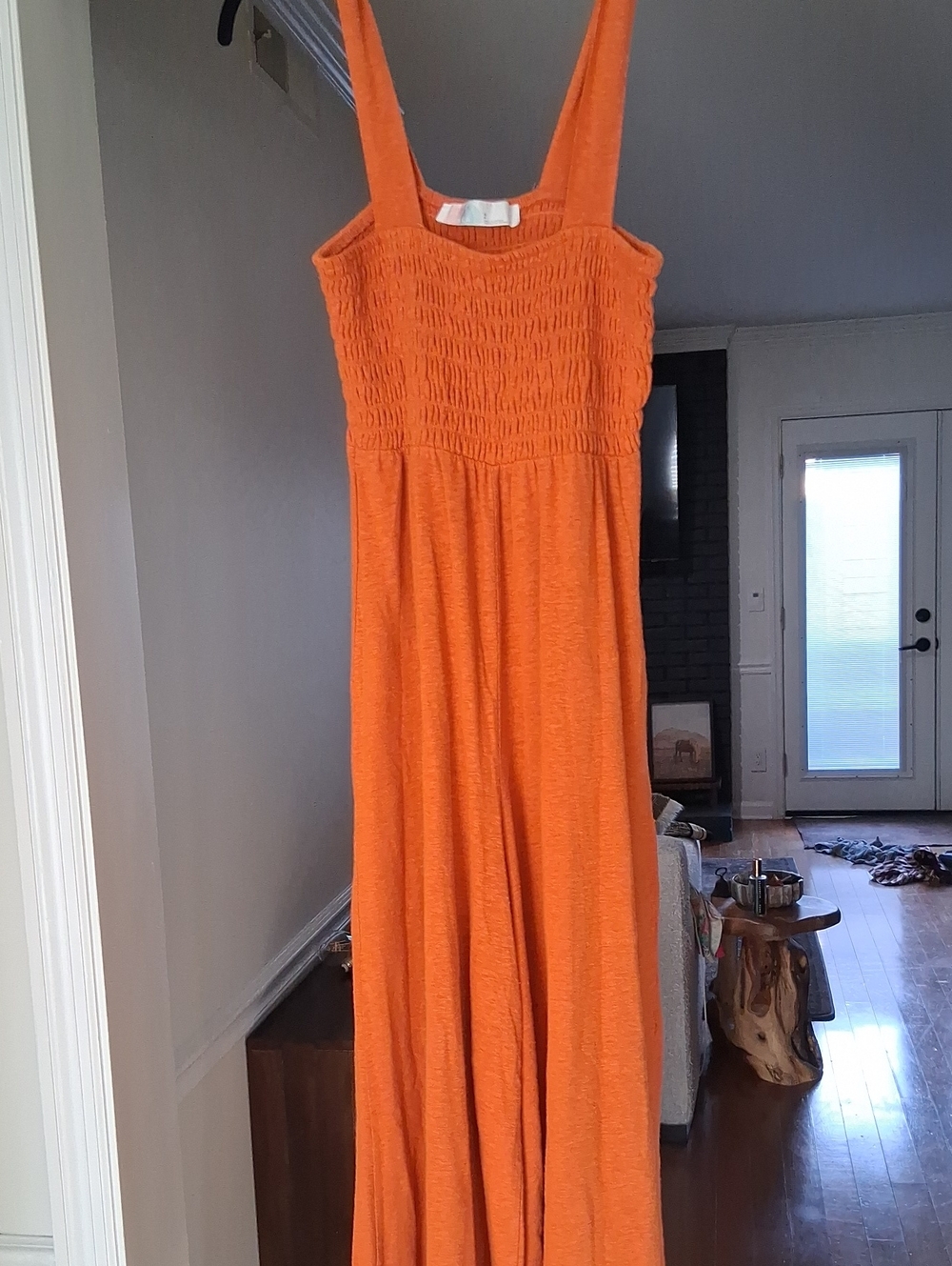 Free People Orange Smocked Jumpsuit